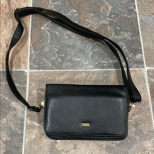 Buxton Black Leather Crossbody Bag